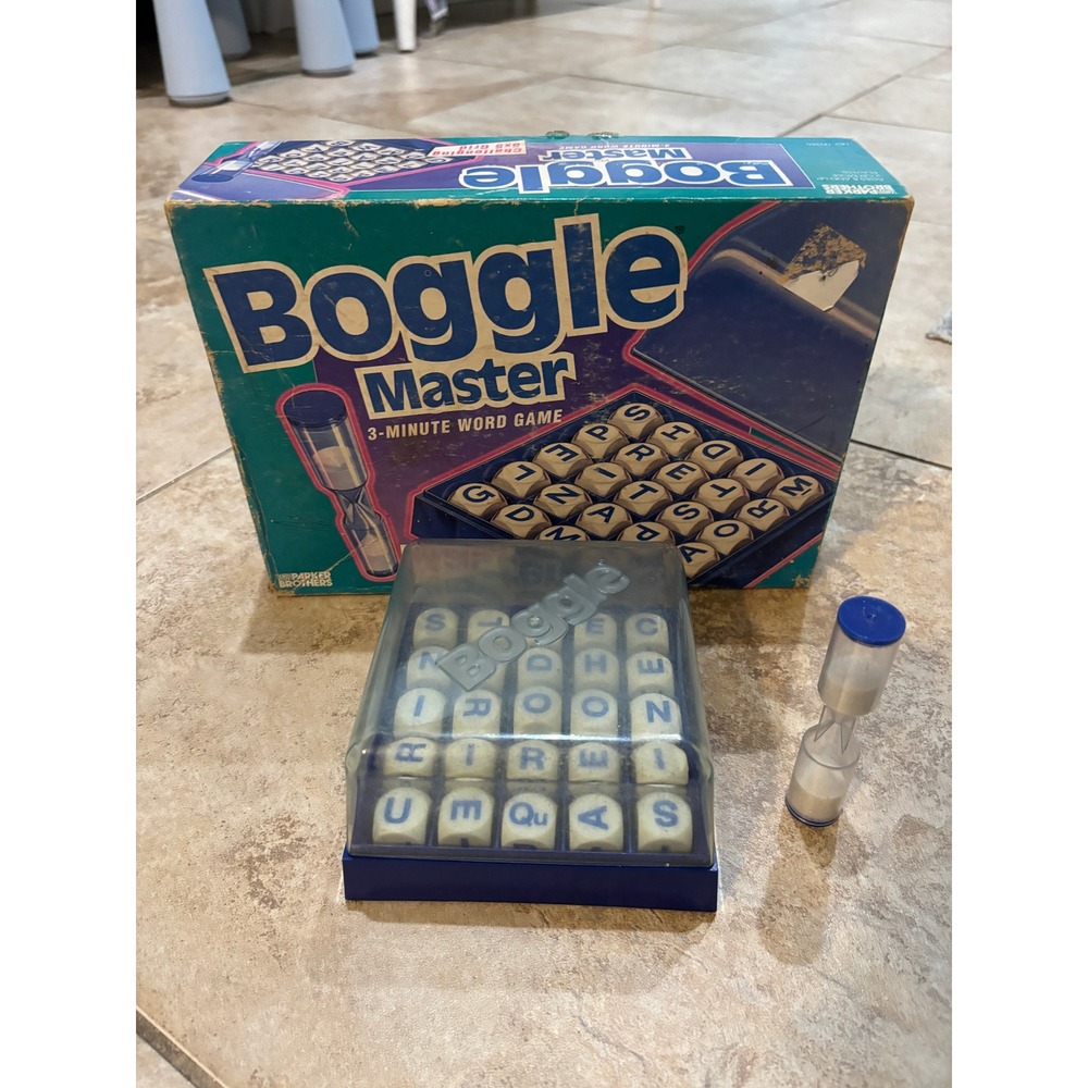Vintage 1993 Boggle Master Parker Brothers 3-Minute Word Game 5x5 Grid Complete